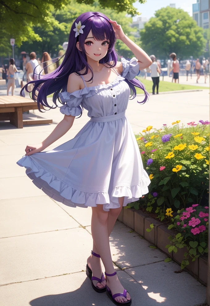 Sunny Summer Vibes: Anime Girl in a Vibrant Park