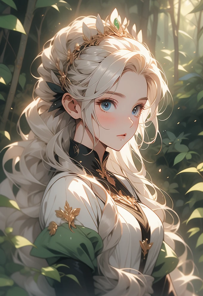 Serene Maid in a Vibrant Forest