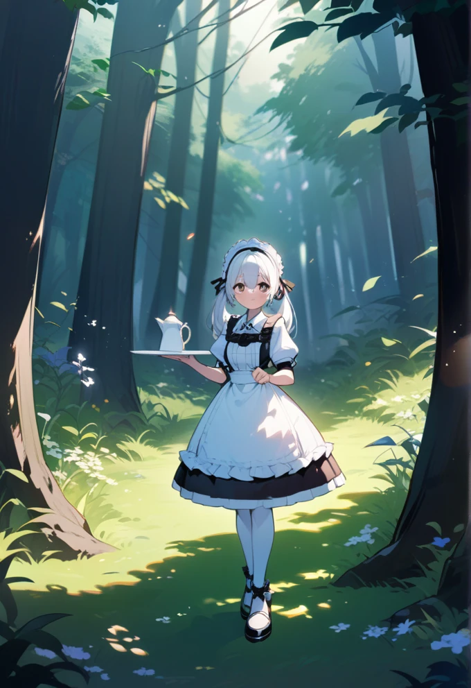 Joyful Maid in a Lush Forest