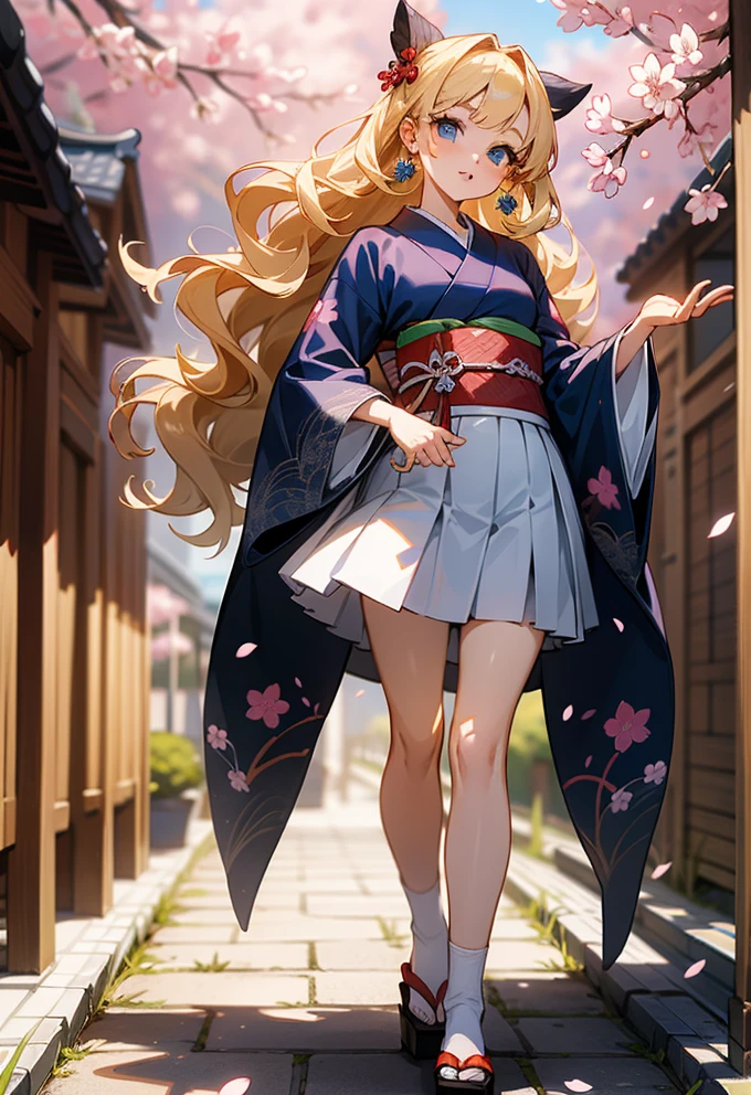 Elegant Russian Princess: A Geisha-Inspired Anime Girl Amidst Cherry Blossoms