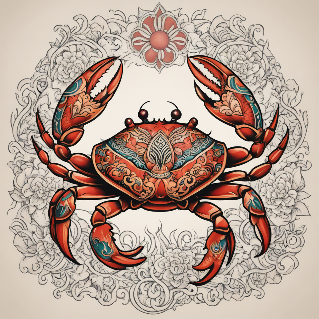 Balinese Elegance: Neo-Traditional Crab Tattoo