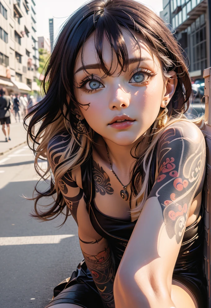 Ultra-Detailed Anime Tattoo Girl in Urban Style