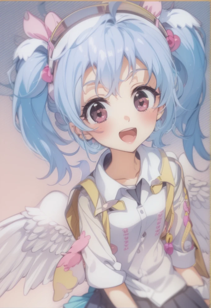 Angelic Cheer: A Stylish Anime Girl in Pastel Dreams