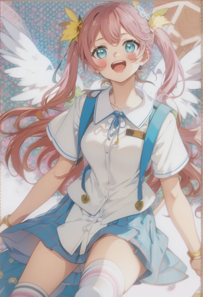 Cheerful Anime Angel Girl in Pastel Paradise