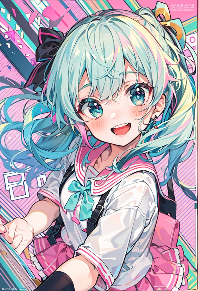 Vibrant Schoolgirl: A Cheerful Anime Poster