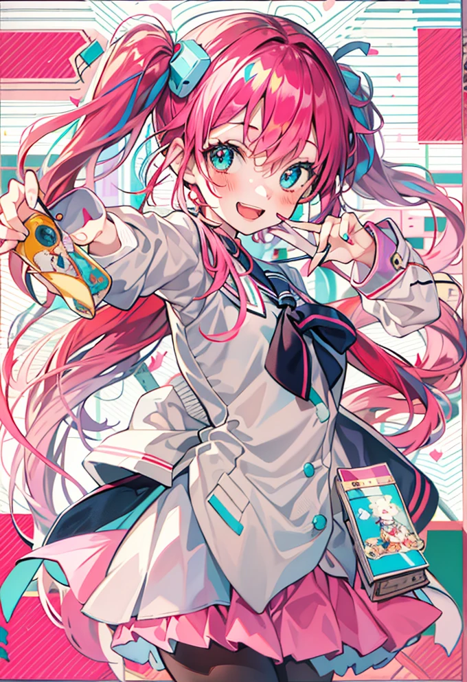 Vibrant Anime Schoolgirl: A Cheerful Masterpiece