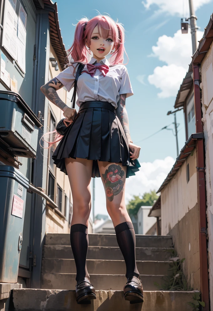 Sunny Day Cheer: Anime Girl with Hotpink Hair