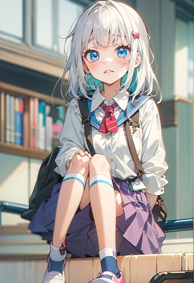 Curious School Girl in a Sunny Day