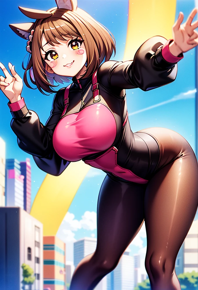 Cheerful Cat Girl in the City