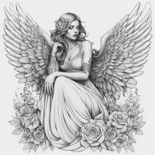 Enchanting Dark Angel: A 3D Forearm Tattoo Design