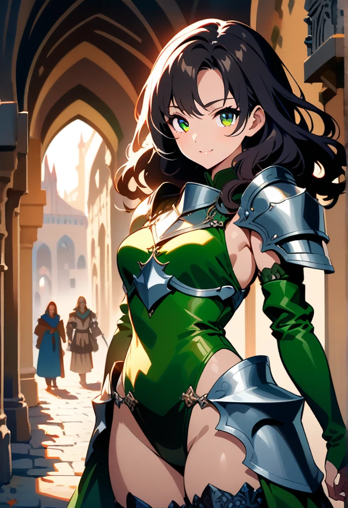 Elegant Knight in a Vibrant Medieval City