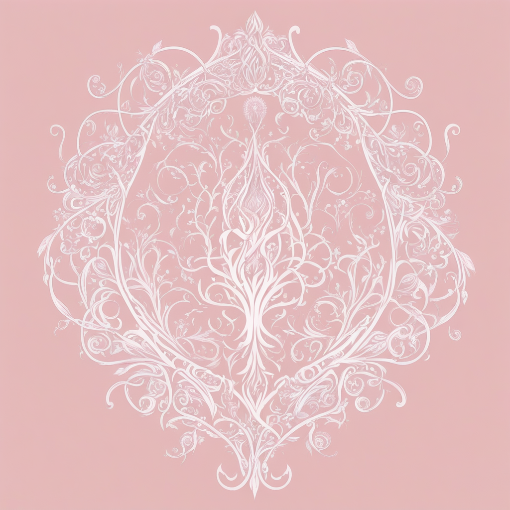 Elvish Elegance: A Pink and White Womb Tattoo