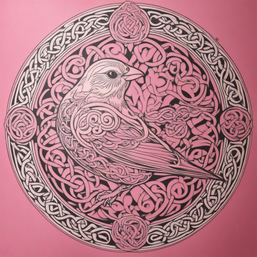 Celtic Sparrow: A Womb's Inked Journey in Pink and White