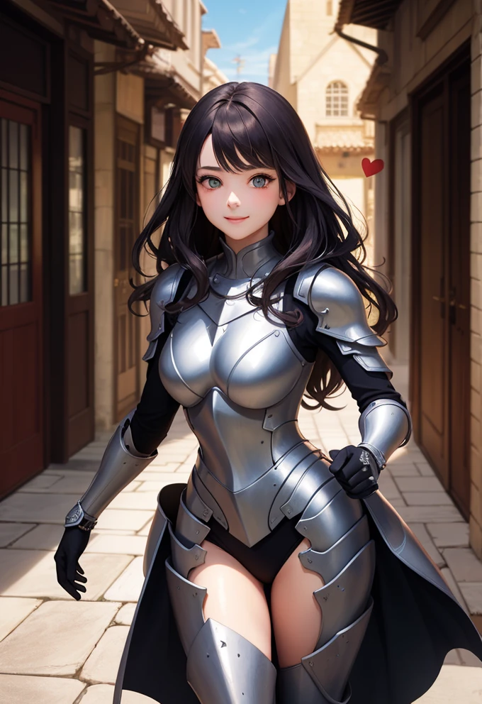 Confident Knight: A Vibrant Anime Portrait in a Medieval City