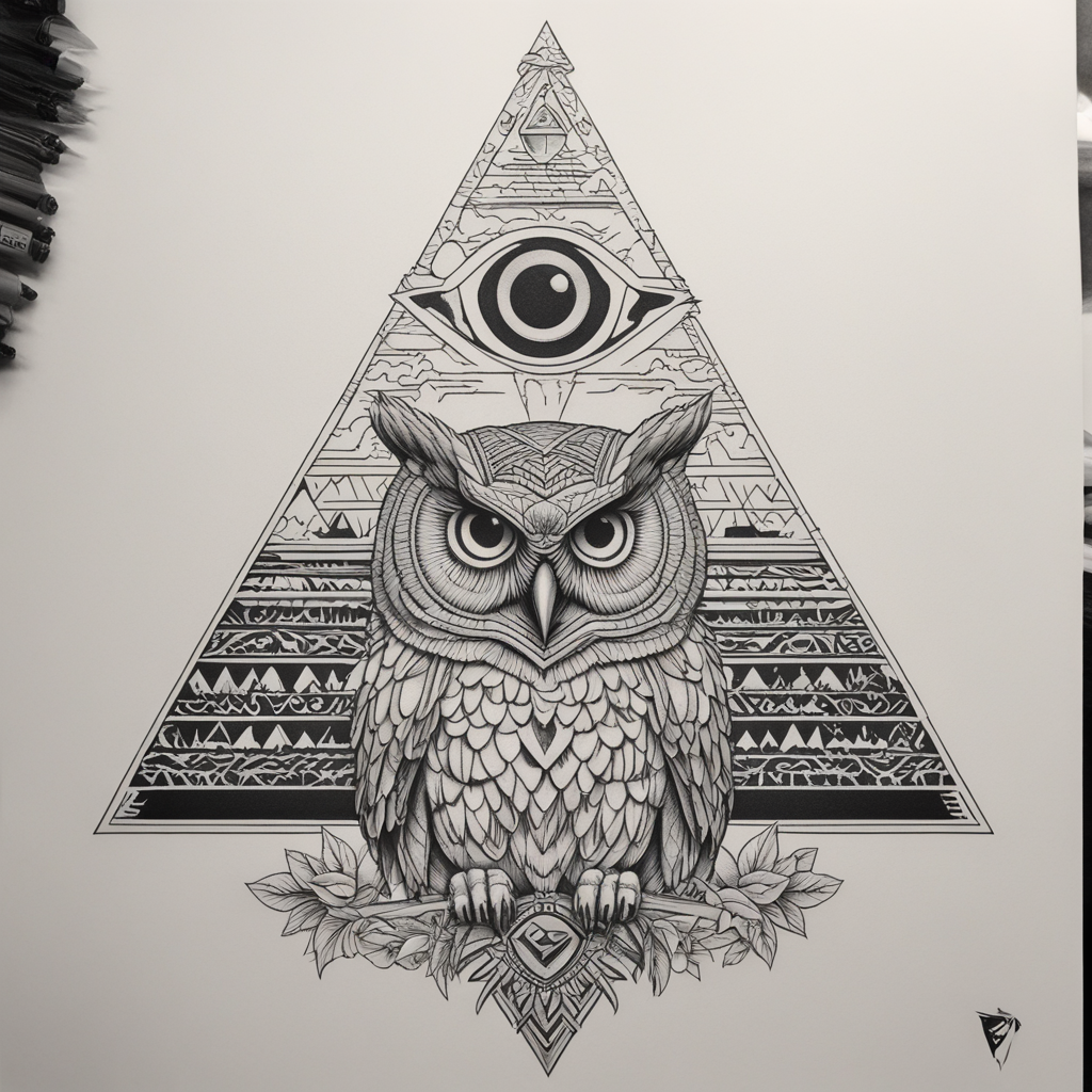 Owl's Vigil: Wisdom Over the Pyramid