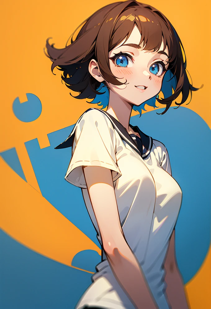 Cheerful Anime School Girl in Vibrant Colors