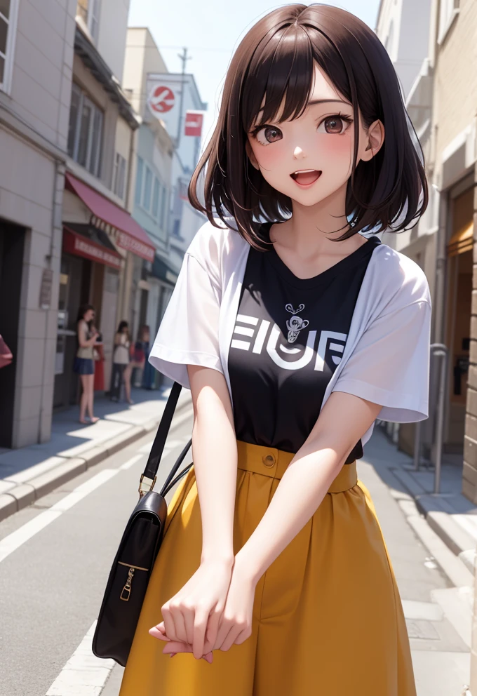 Cheerful Anime Girl in a Vibrant School Setting