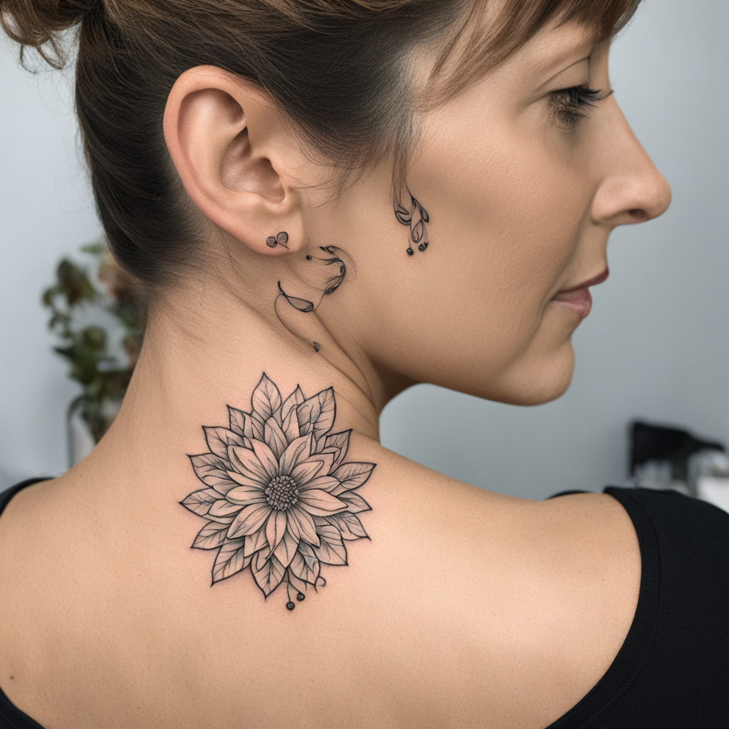 Elegant Neck Ink: Meaningful Mum Tattoo Design