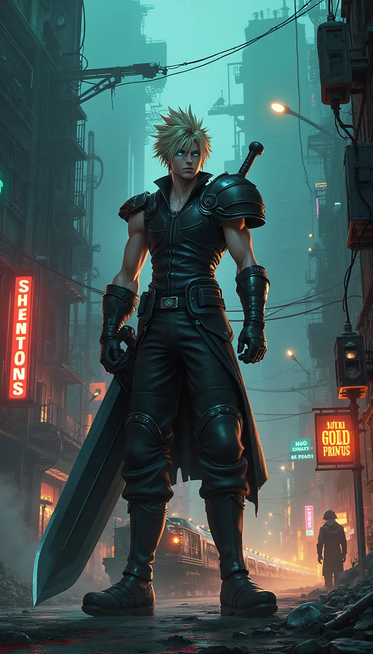 Cloud Strife: Neon Warrior in Midgar