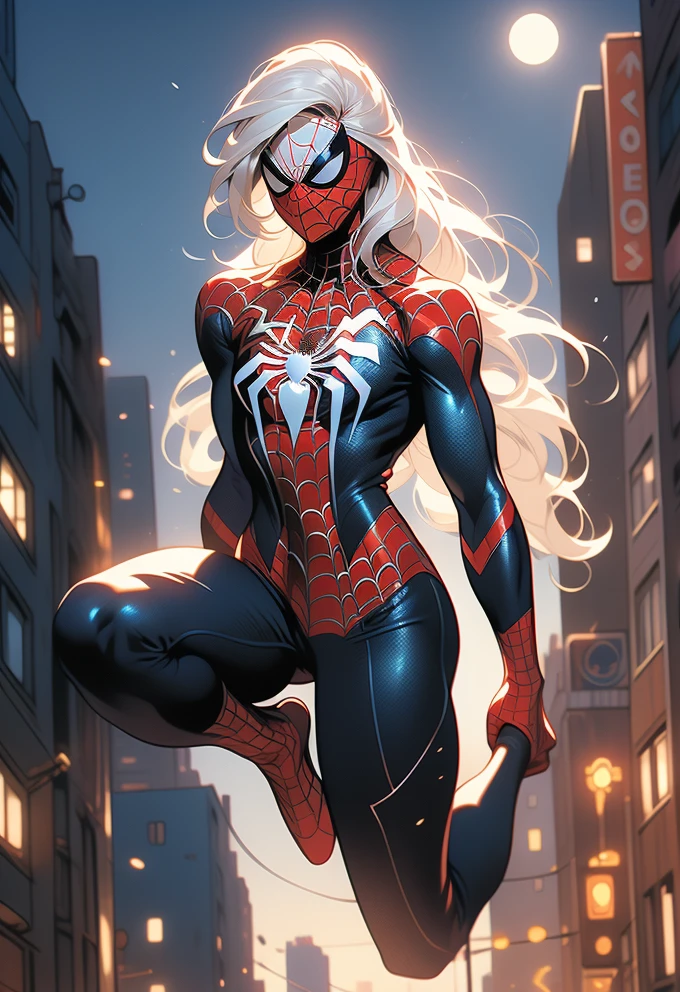 Dynamic Superheroine: A White Spider-Girl in Action