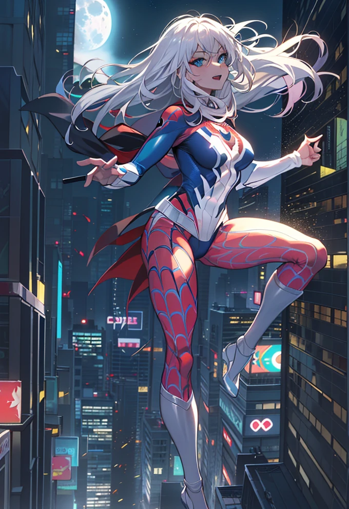 Vibrant Nighttime Heroics: A Charismatic Supergirl in Action