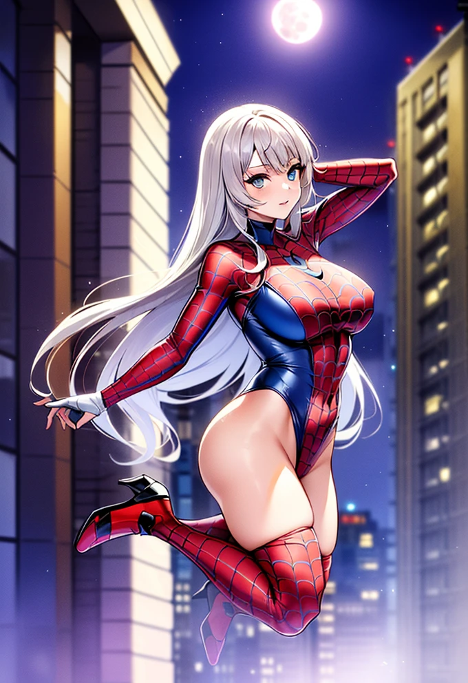 Dynamic Nighttime Hero: A Charismatic Cat Girl in Action