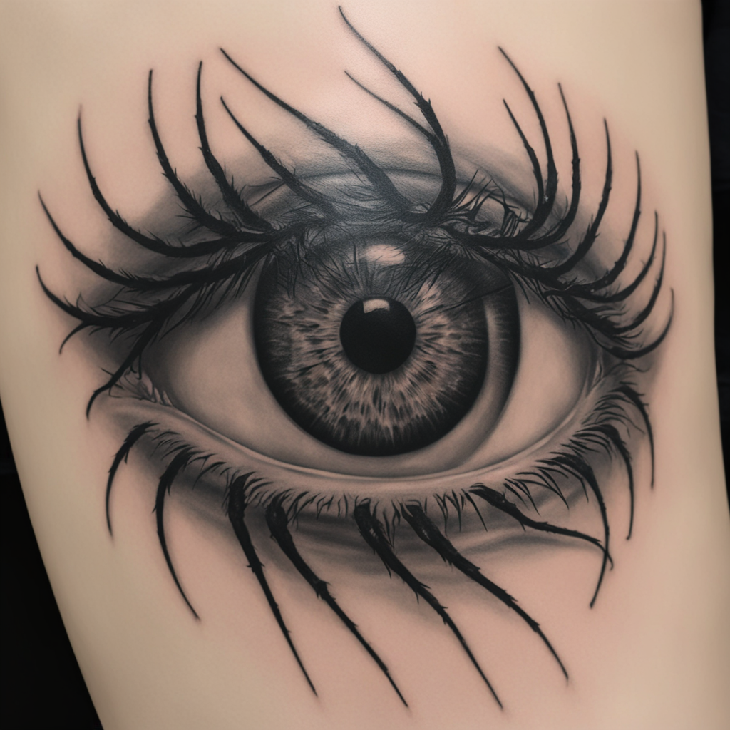 Veiled Vision: The Spider's Gaze Tattoo