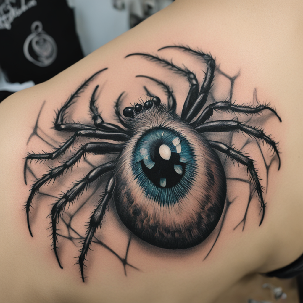 Web of Perception: The Eye-Spider Tattoo