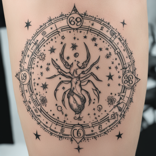 Celestial Cancer: A Fine Line Tattoo Journey