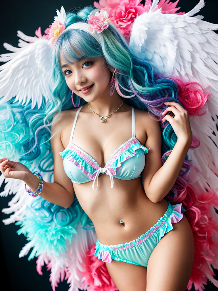 Whimsical Angel Girl: A Playful Fantasy in Vibrant Colors