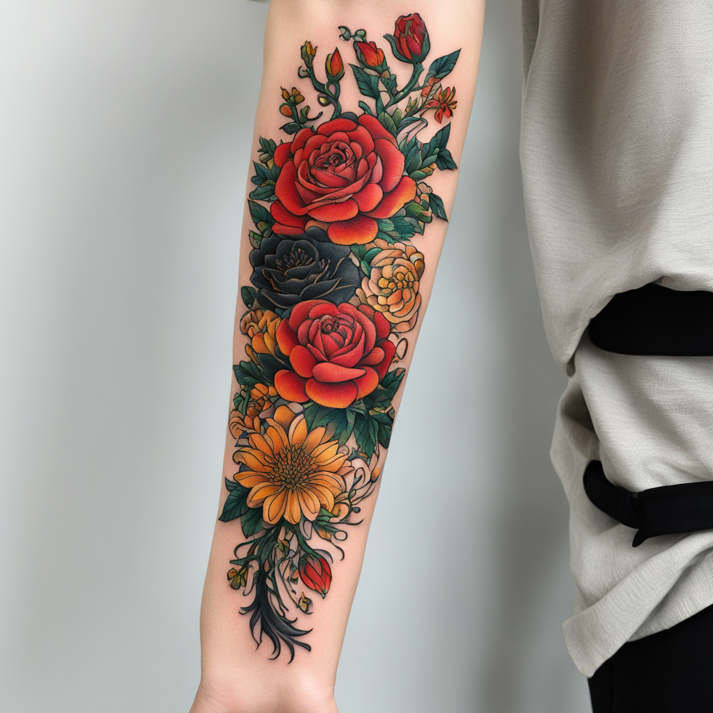 Botanical Harmony: A Tattooed Transformation