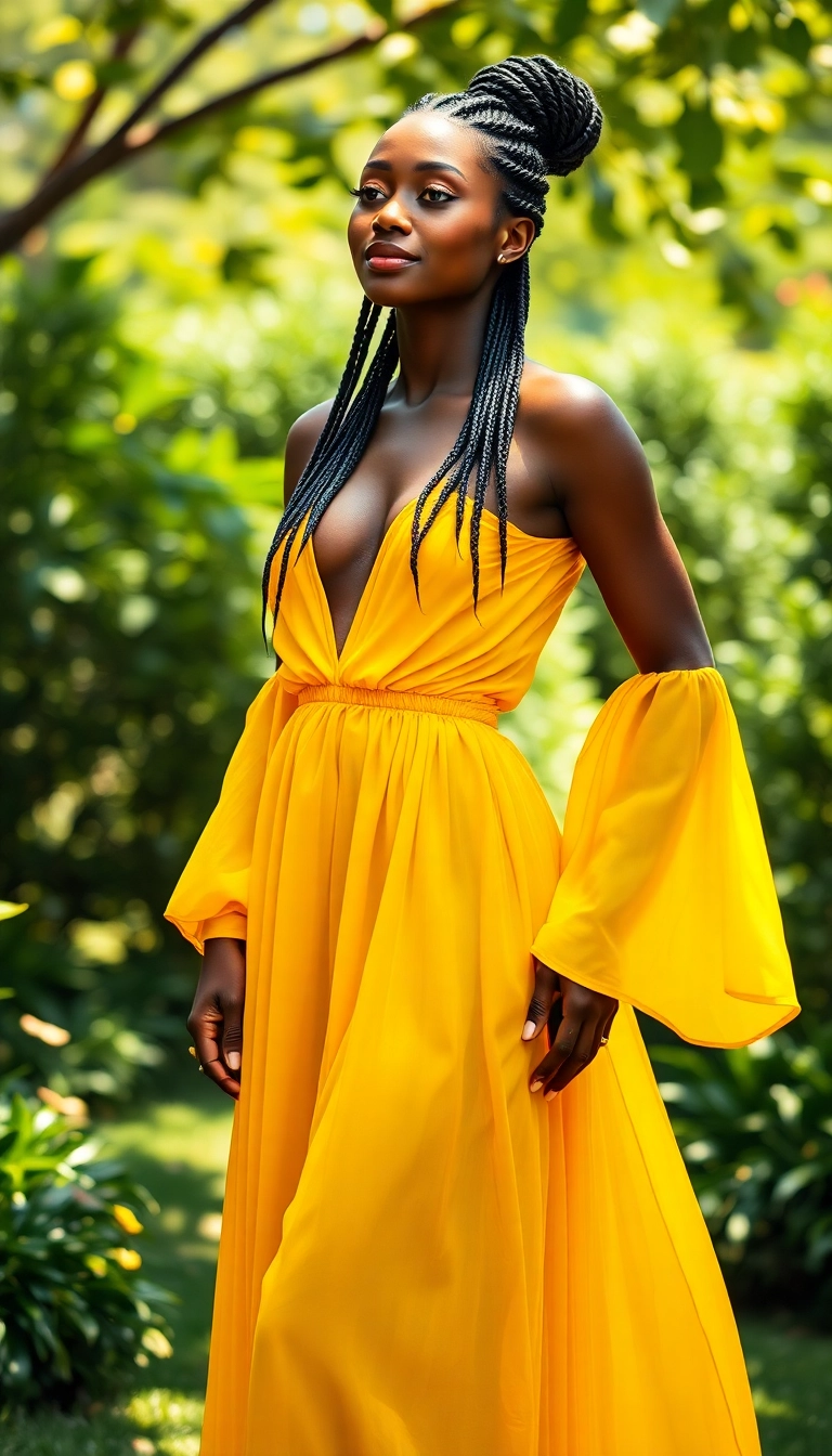 Sunlit Elegance in Yellow Chiffon