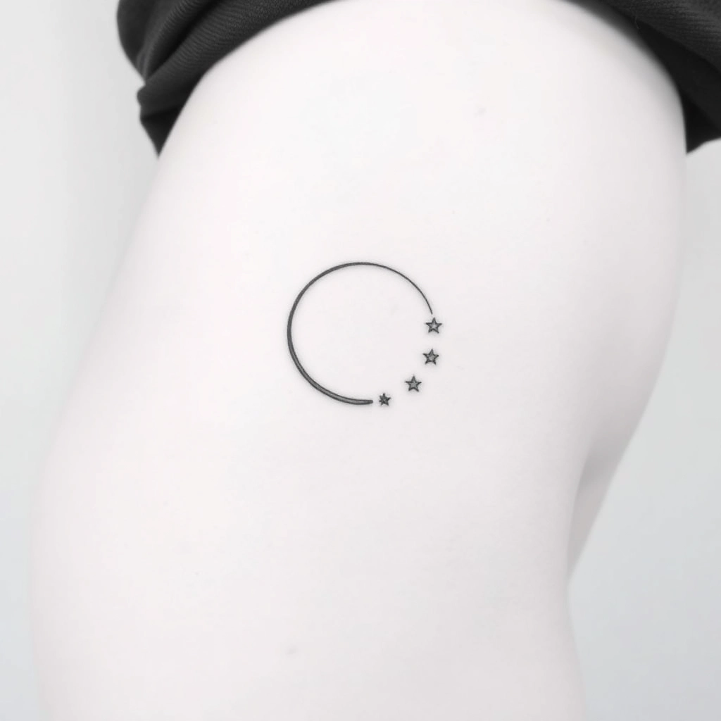 Sussurro Celestial: Tatuagem de Lua no Quadril