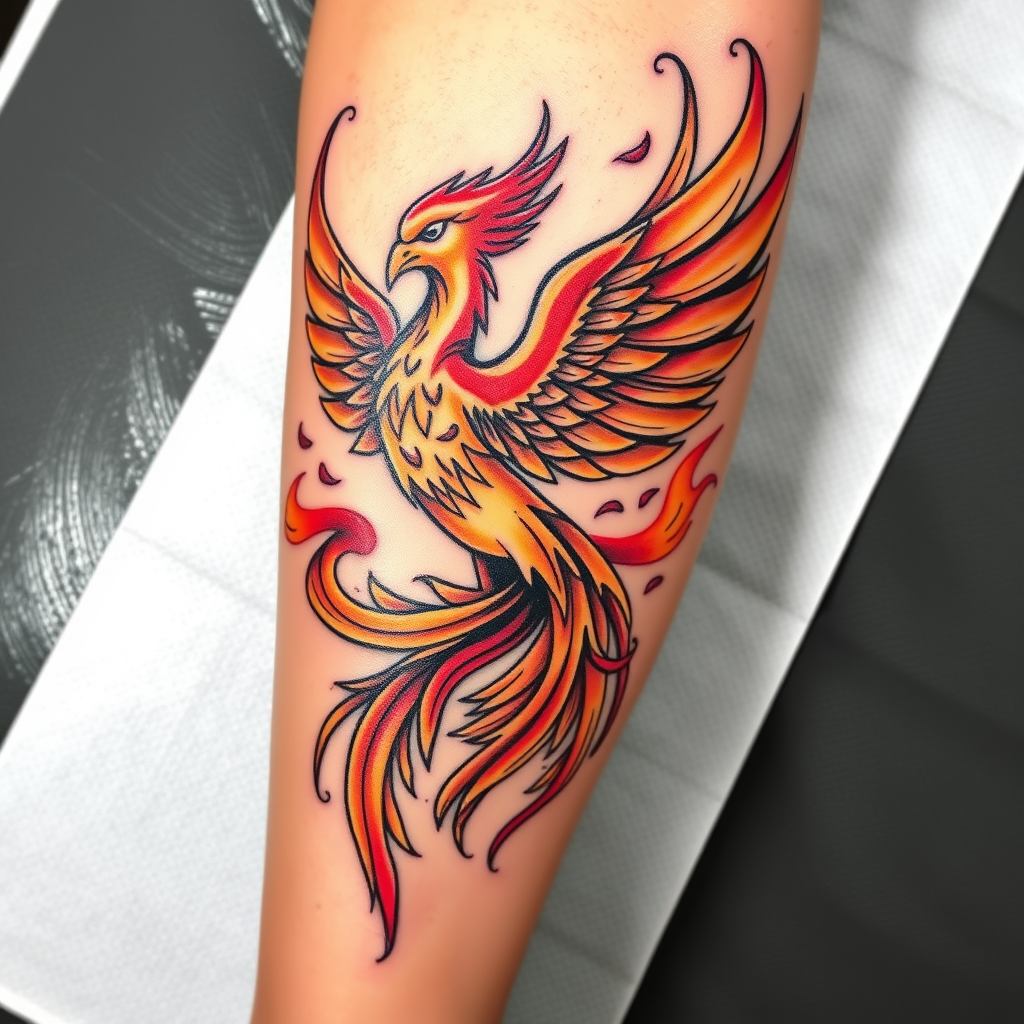 Fiery Phoenix: Rise in Ink