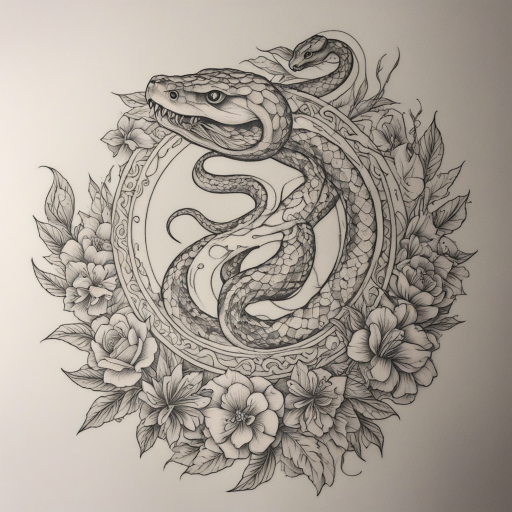 Serpent's Whisper: Fine Line Ink Elegance