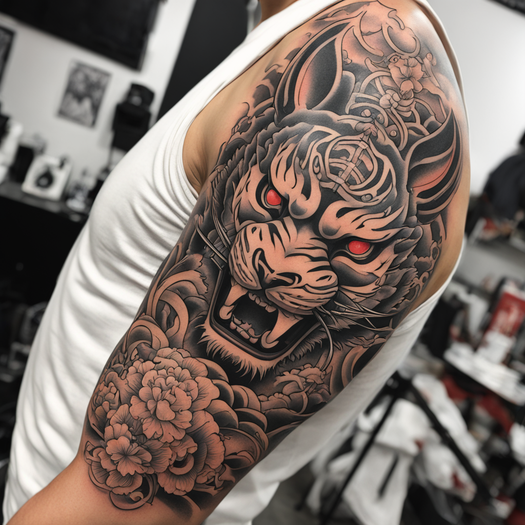 Oni Fury: The Tiger's Embrace in Ink