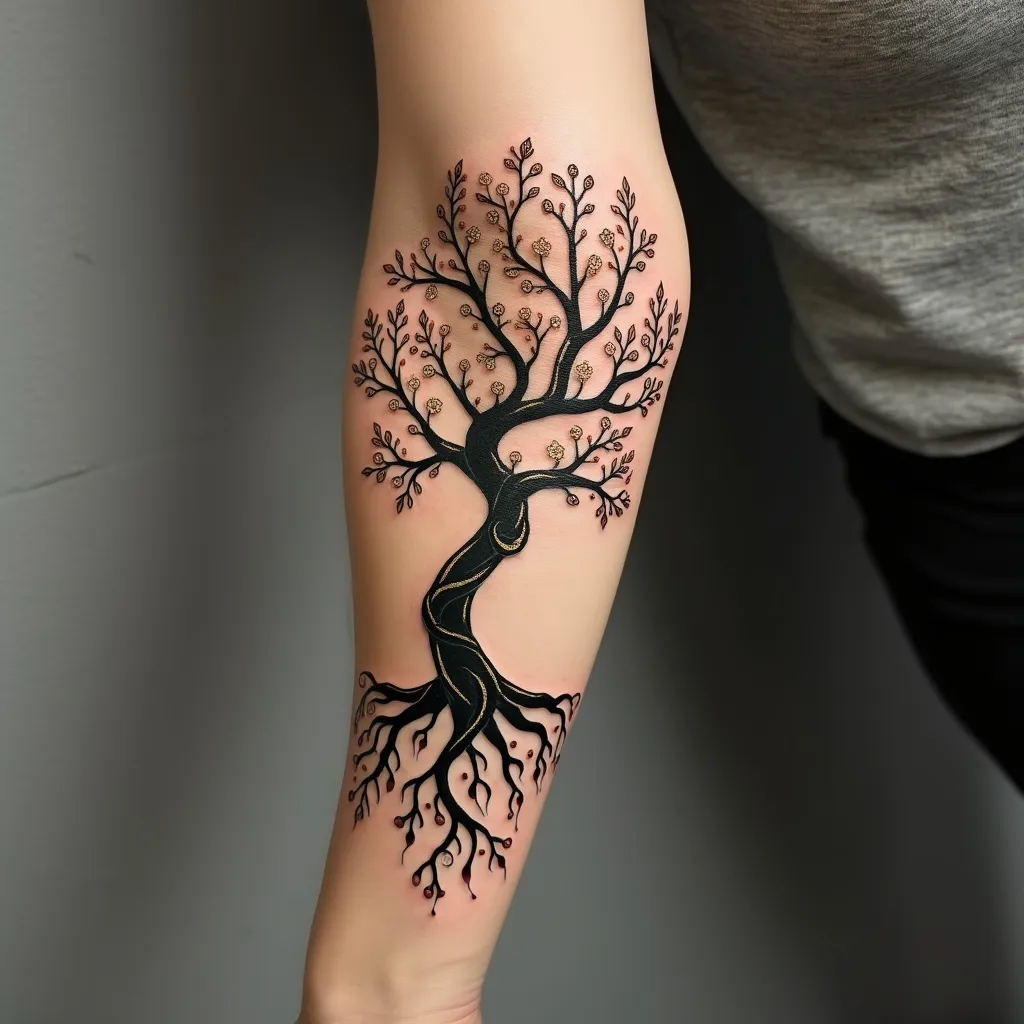 Rooted Elegance: Elbow Tattoo