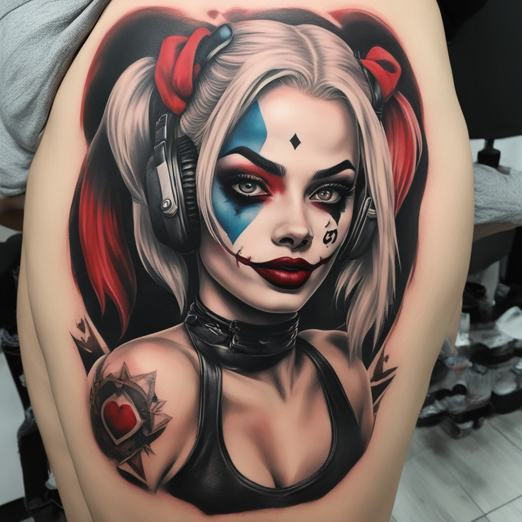 Exaggerated Whimsy: Harley Quinn in Realism Ink