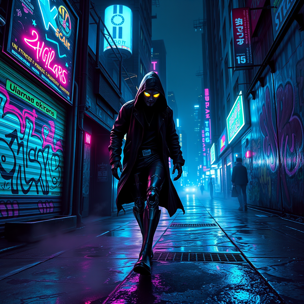 Neon Shadows: The Hunter's Pursuit