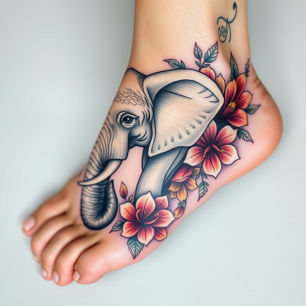 Majestic Elephant Foot Tattoo