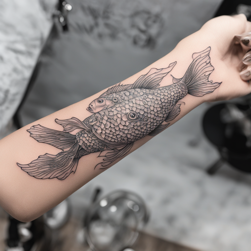 Smoky Fineline Pisces: A Dual Forearm Tattoo