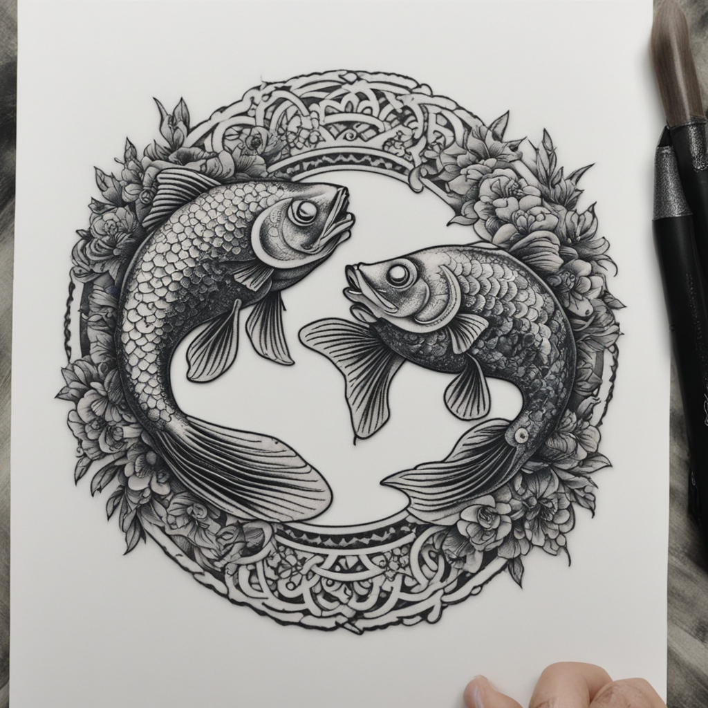 Smoky Dual Pisces Forearm Tattoo Design