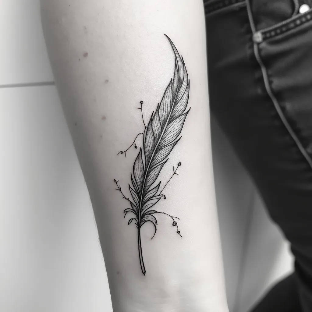 Ethereal Feather Dreamcatcher Tattoo