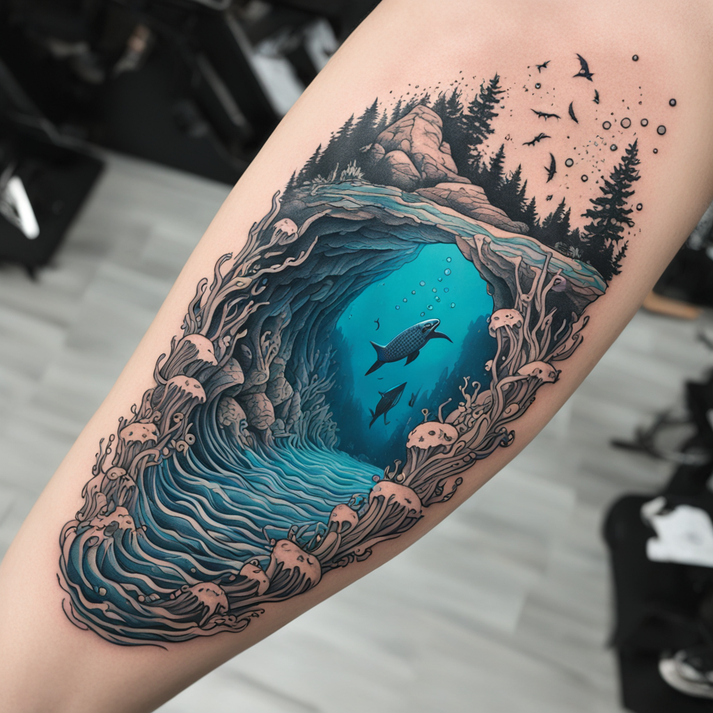 Ink Beneath the Waves: Underwater Cave Tattoo Art