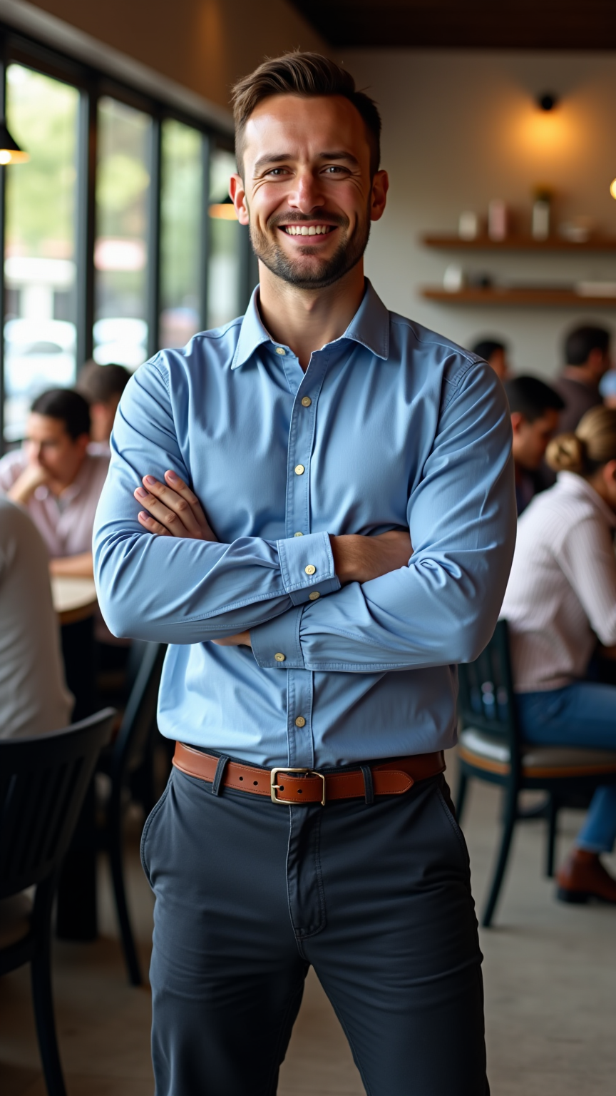 Confident Charm in a Café