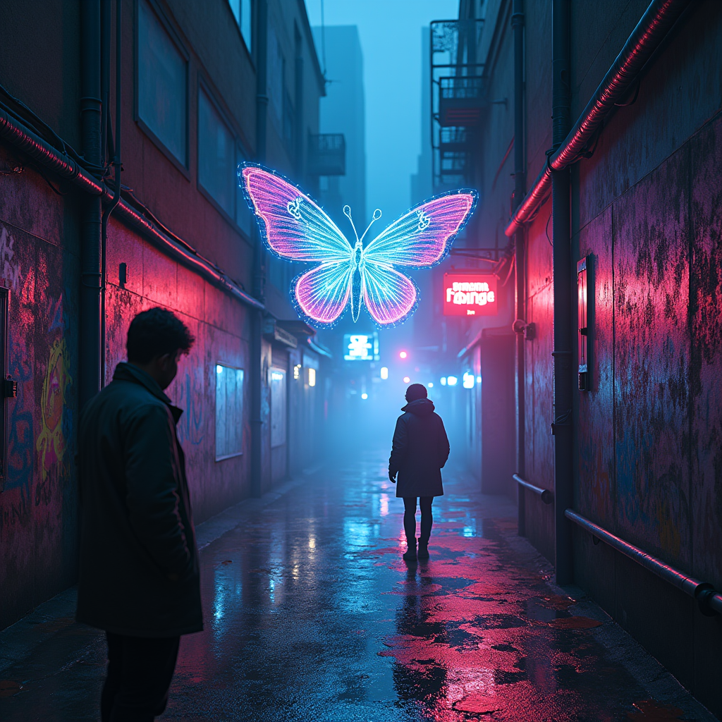 Neon Dreams: The Butterfly's Dance