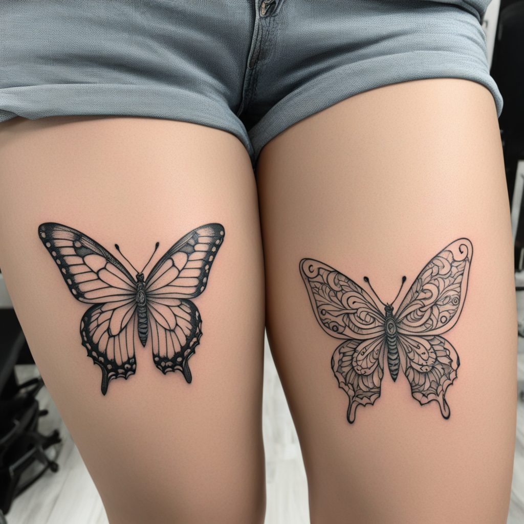 Bonded in Ink: Mother-Daughter Butterfly Tattoo