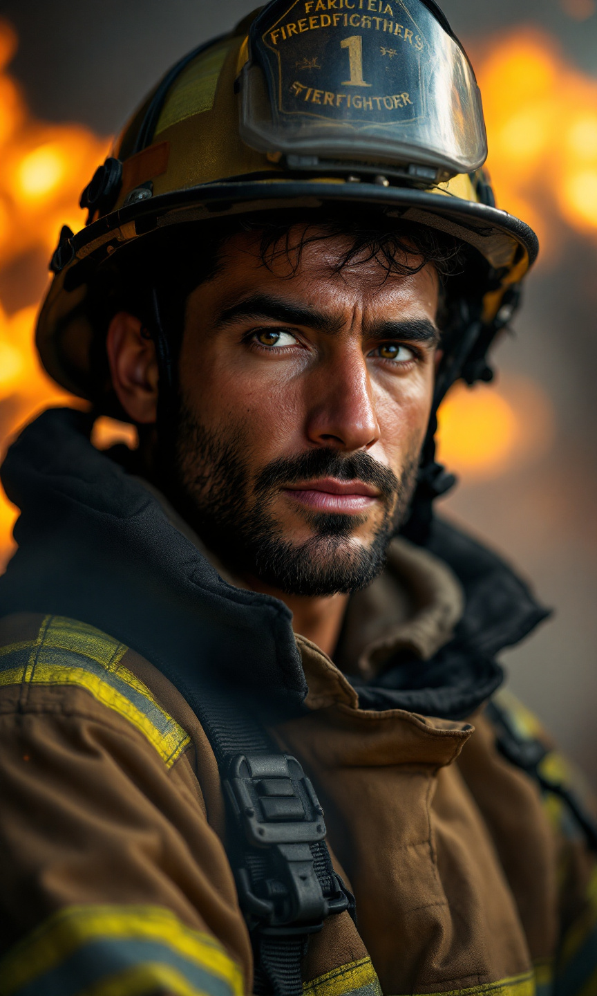 Heroic Flames: A Firefighter's Gaze