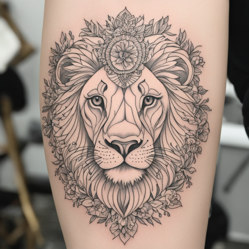 Graceful Roar: Fineline Lion Naomi Tattoo