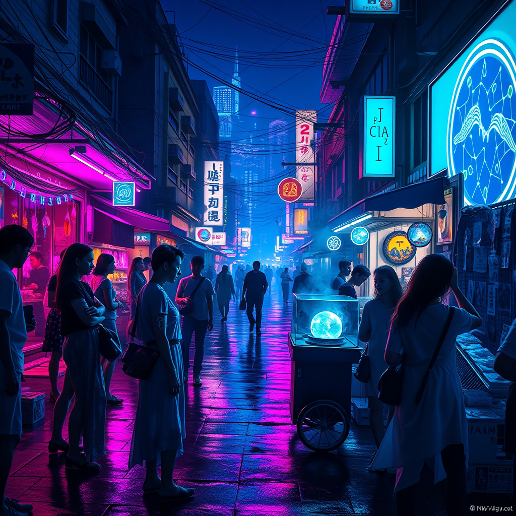 Neon Dreams: A Cyberpunk Bazaar